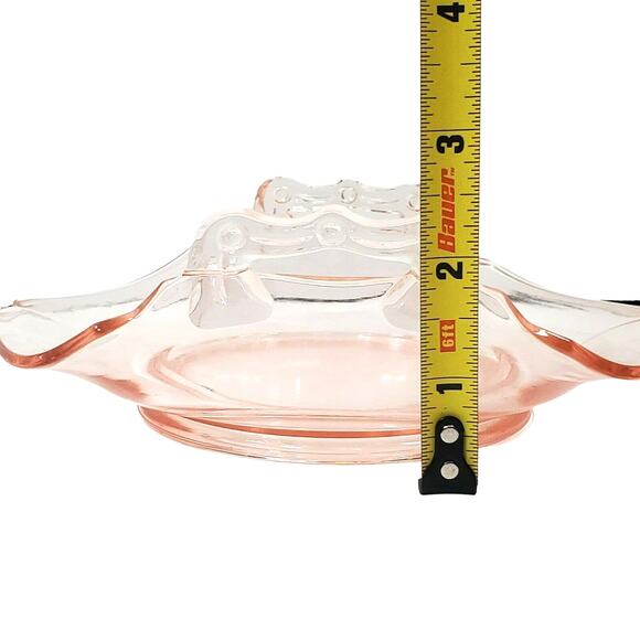 Pink Depression Handle Candy Dish 7" - Picture 8 of 9